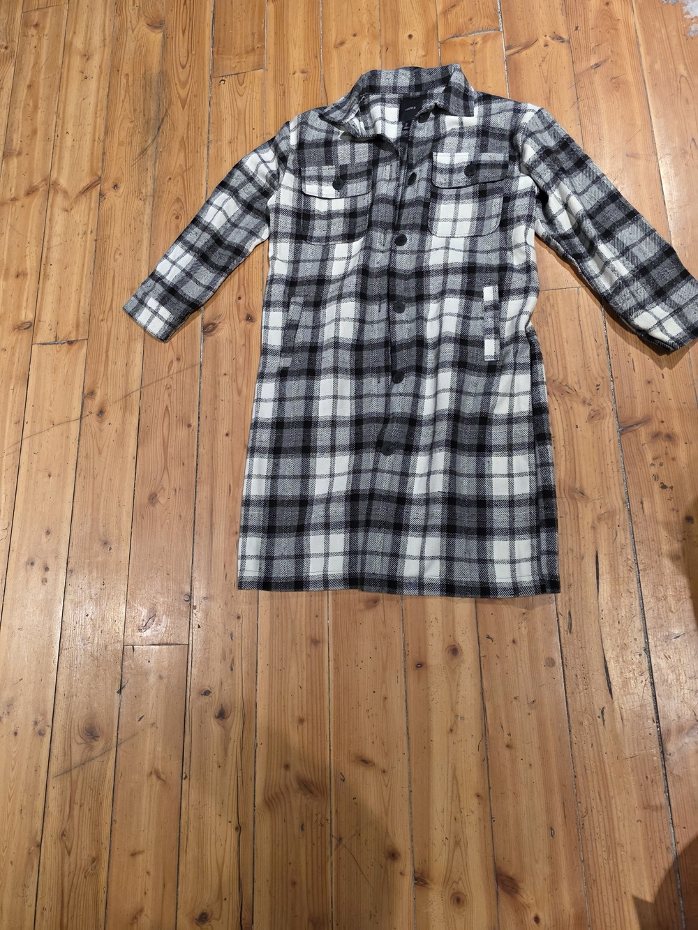 Forever 21 Black and White Plaid Trench Coat